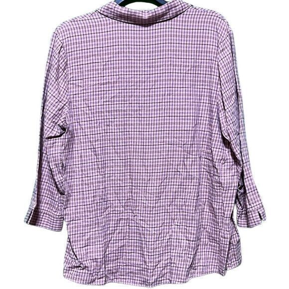 Van Heusen Womens Checkered Collared Long Sleeve Preppy Classic Shirt Pink Large - Picture 1 of 5